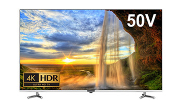 ゲオ、ベゼルレスフレーム採用の格安4Kテレビ「4K/HDR対応50V型液晶テレビ」