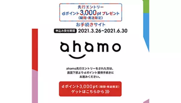 ahamo先行エントリーキャンペーンの条件一部変更　4月15日以降の契約がお得
