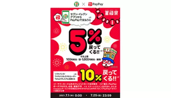 7月1日からセブン-イレブンアプリのPayPay決済で最大10％還元