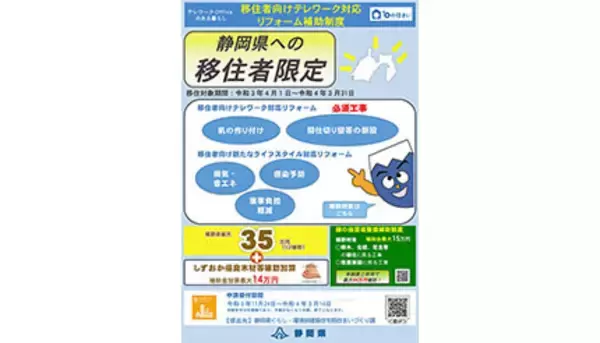 静岡県、移住者限定の「テレワーク対応リフォーム」に補助金