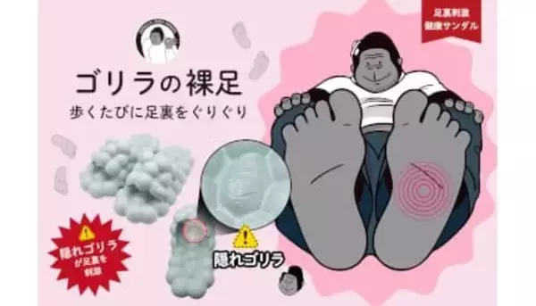 ゴリラの顔が足裏を刺激、話題の新感覚「健康サンダル」がクセになる