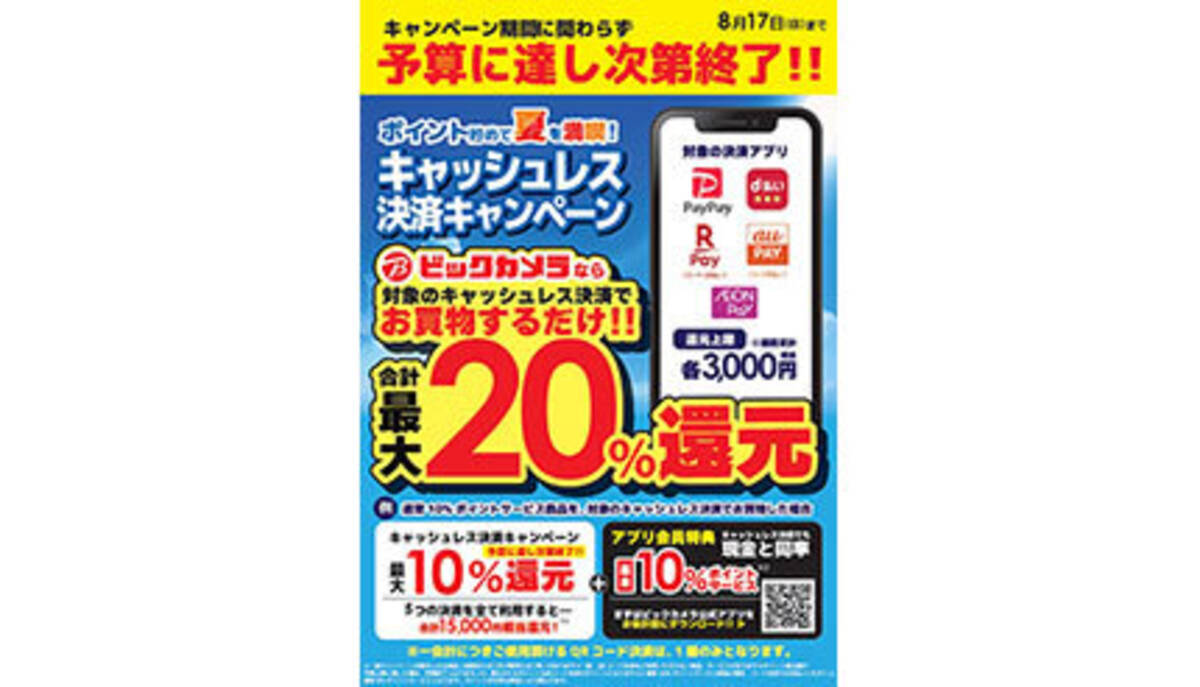 ビックカメラ。千葉県のキャンペーンとアプリ会員で「最大20％還元」に！ - エキサイトニュース