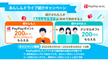 PayPayポイントが最大2000ポイントもらえる！ 卒業旅行や春休み向け「あんしんドライブ紹介キャンペーン」