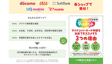 NTTドコモ、KDDI、ソフトバンクの3キャリアショップで「マイナンバーカード」の申請支援スタート