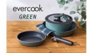 フッ素樹脂を極限まで削減！ 環境にやさしいフライパン「evercook GREEN」着脱式セット発売
