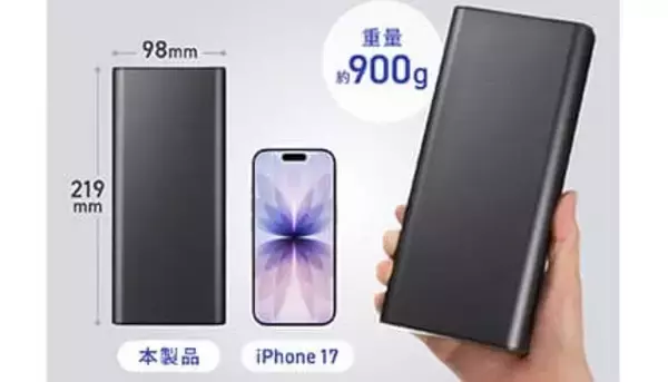 コンセントが付いてるモバイルバッテリー 容量は27500mAh サンワサプライから
