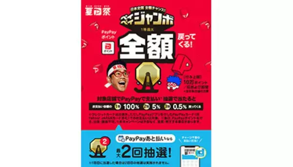 「夏の超PayPay祭」7月1日スタート　抽選で最大100％・5％還元など