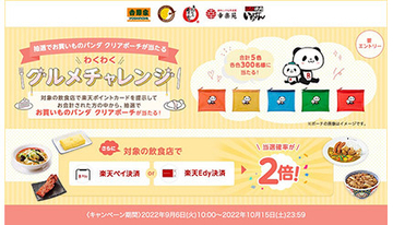 「楽天ポイントカード」を提示して「お買いものパンダ クリアポーチ」を当てよう！　飲食店横断キャンペーン