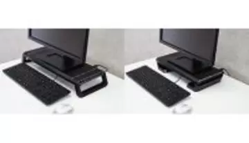 小物収納・幅調整できて机上がスッキリ！不二貿易のゲーミングモニタースタンド