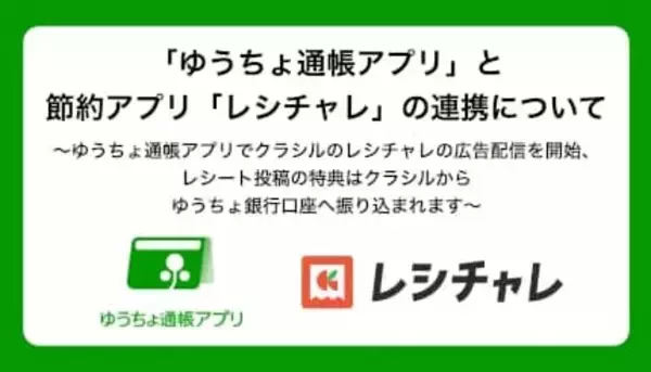 レシート投稿で口座に直接振り込み？ 「ゆうちょ通帳アプリ」と節約アプリ「レシチャレ」が連携