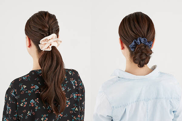 シュシュ を使った簡単ヘアアレンジ ローポニー お団子を1分で可愛く格上げ 18年3月14日 エキサイトニュース