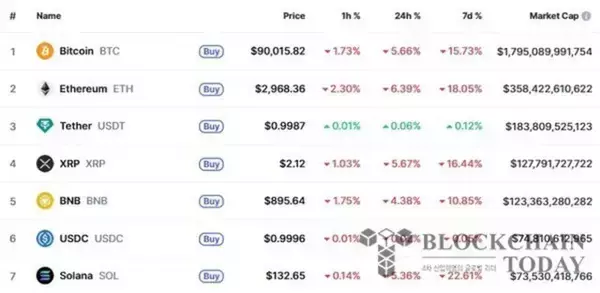 ビットコイン、9万1000ドル割れ…主要暗号資産が一斉急落