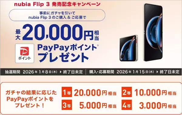 「【実質無料】新型縦折りスマホ「nubia Flip 3」ワイモバイルが発売、6.9/4インチの大画面有機ELに大容量バッテリー搭載も格安に」の画像