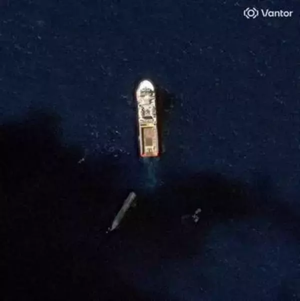 インド洋を漂流するスペースXの「スターシップ」、人工衛星画像が捉えた回収作業