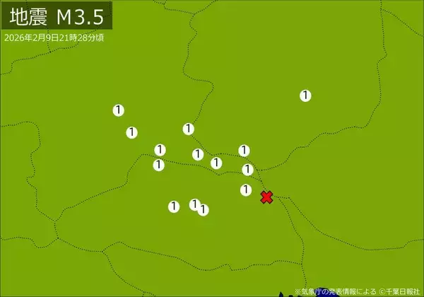 【速報】関東で地震　Ｍ３．５　震源は埼玉県北部　地震が及んだ地域人口１９３万人