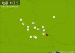【速報】関東で地震　Ｍ３．５　震源は埼玉県北部　地震が及んだ地域人口１９３万人