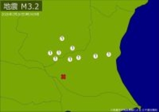 【速報】関東で地震　Ｍ３．２　震源は茨城県南部　地震が及んだ地域人口１４５万人