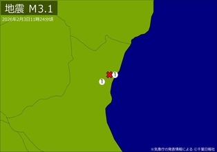 【速報】関東で地震　Ｍ３・１　震源は茨城県北部　地震が及んだ地域人口21万人