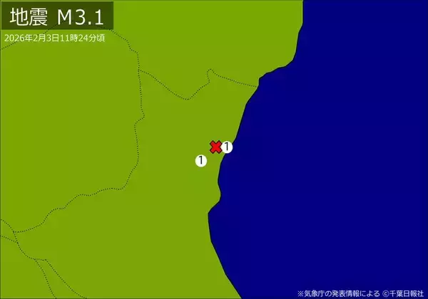 【速報】関東で地震　Ｍ３・１　震源は茨城県北部　地震が及んだ地域人口21万人