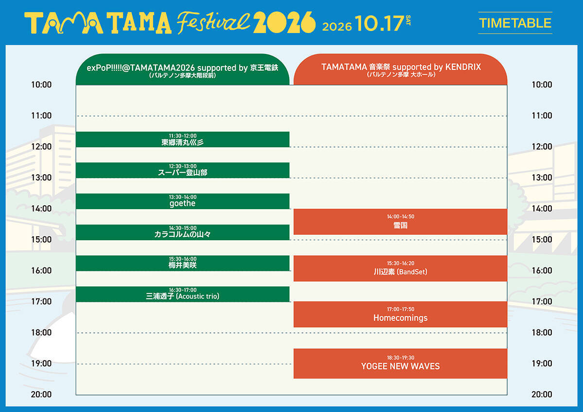 『TAMATAMA FESTIVAL 2026』音楽ステージのタイムテーブル公開。goetheの出演も発表