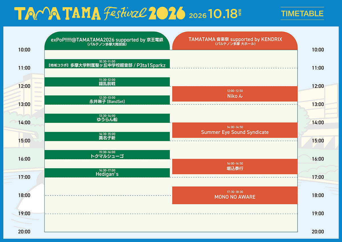 『TAMATAMA FESTIVAL 2026』音楽ステージのタイムテーブル公開。goetheの出演も発表