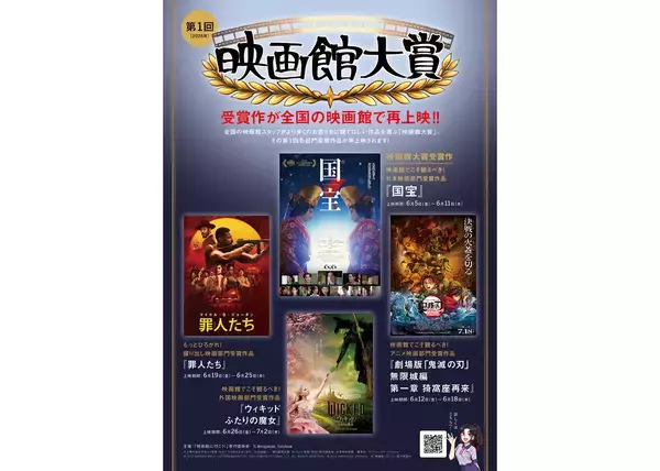 『映画館大賞』受賞作を再上映。『国宝』『劇場版「鬼滅の刃」無限城編 第一章 猗窩座再来』など4作品