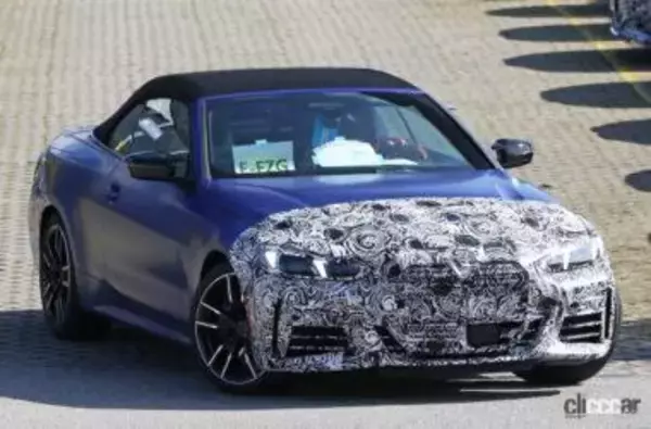 「なぜグリルを隠す？BMW 4シリーズ カブリオレ高性能モデル「M 440i」改良型を初スクープ」の画像