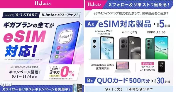 IIJmio、SMS対応eSIMを9月1日開始 - データeSIMにau網追加