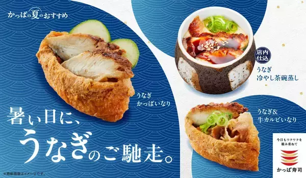 【かっぱ寿司】夏の旬「うなぎ」を贅沢に使用した「うなぎ冷やし茶碗蒸し」など全4種が6月11日から登場