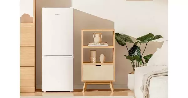 Dreame、スリムな小型冷凍冷蔵庫「Slimate」　天板は耐熱構造で電子レンジを置ける