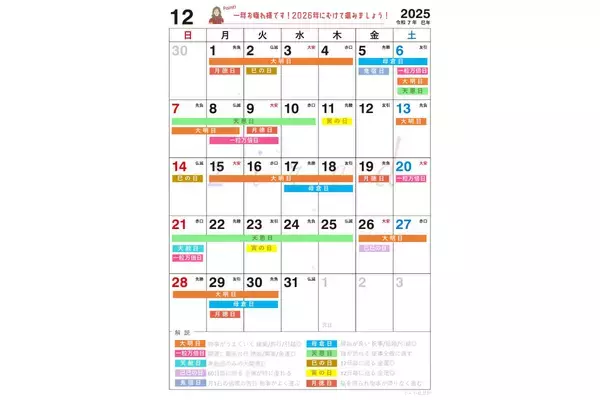 「【開運日】2025年12月の注目は6日! 一粒万倍日、大明日、母倉日、天恩日が重なる」の画像
