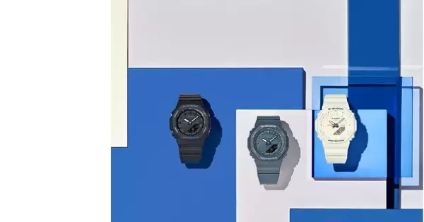 カシオ、シンプルデザインにブルーを効かせたG-SHOCK「GMA-P2100BA」