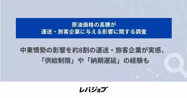 原油高騰で運送・旅客企業の約8割が影響実感、6割超が減益見込み - レバジョブ調査