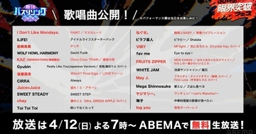May J.、岩崎良美、FRUITS ZIPPER…ABEMA『最強バズりソング歌謡祭』全出演アーティストの歌唱曲発表