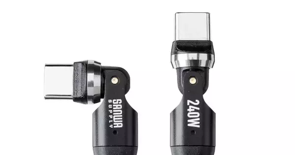 ごろ寝充電が快適に、両端が回転するPD240W対応USB-Cケーブルの改良版