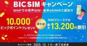 BIC SIM、ビックカメラ店頭で端末値引きか1万ポイント還元を選べる施策