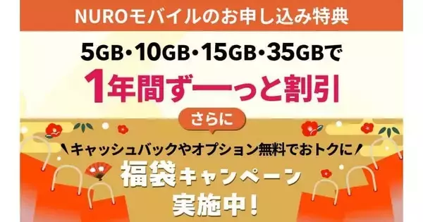 NUROモバイル、「福袋キャンペーン」を開始　5分かけ放題が最大3カ月無料など