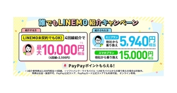 LINEMO、PayPayポイントがもらえる「誰でもLINEMO紹介キャンペーン」