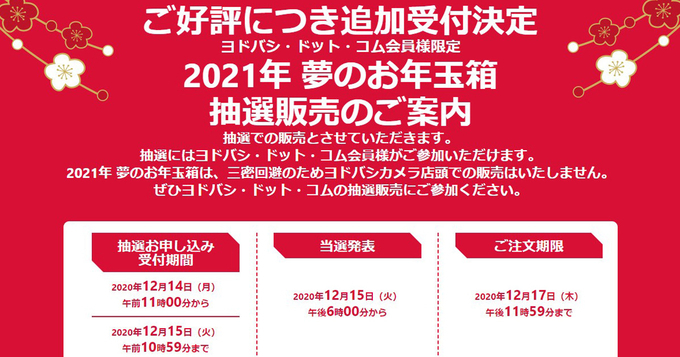 ヨドバシカメラから21年 夢のお年玉箱 ミラーレス一眼ダブルズームの夢 が6万円 年12月2日 エキサイトニュース