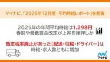 2025年、アルバイト・パートの平均時給はいくら? 「北海道・東北」がもっとも増加