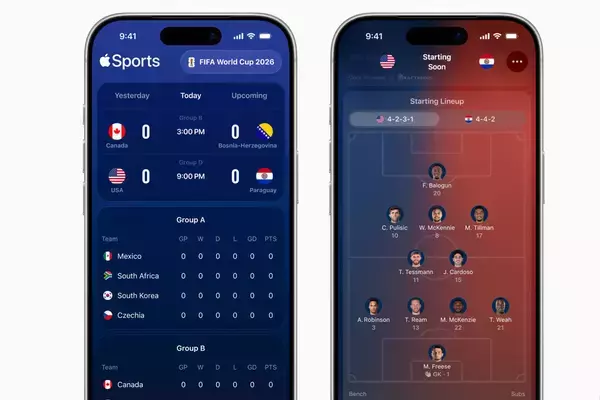 Apple Sports、日本を含む90以上の国・地域に拡大　FIFA World Cup 2026対応も追加