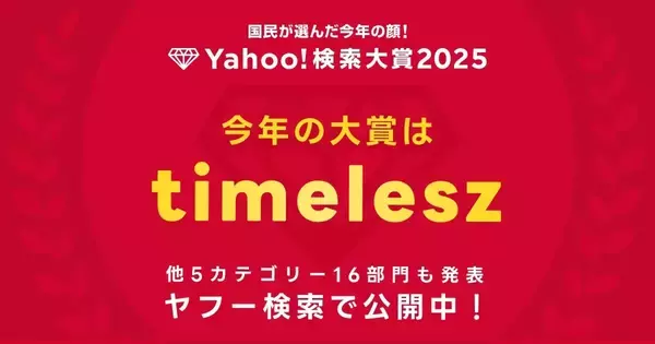timelesz、「Yahoo! 検索大賞」受賞「8人体制となった年に…」　本田響矢・『国宝』・『あんぱん』もランクイン