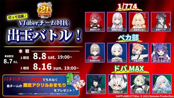 「777TOWN.net」、人気VTuber12名が参加する「チーム対抗出玉バトル」を開催