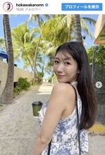 170cm“美しすぎる気象予報士”穂川果音、南国ショットにファン歓喜「振り向きカワイ」「デートしたい」