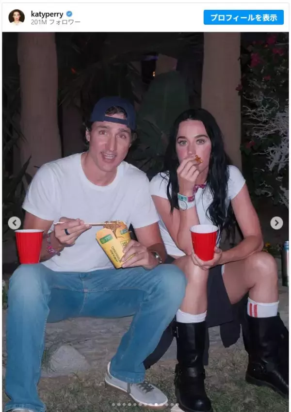 ケイティ・ペリー、恋人トルドー元カナダ首相とコーチェラでラブラブ　手つなぎ＆密着姿をシェア