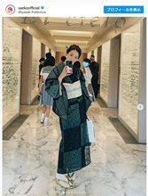 紗栄子、近影で美しい着物姿披露　モデルみたいな長男＆次男のスーツ姿も「顔見えなくてもイケメンってわかります」