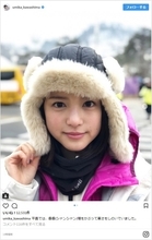 川島海荷、平昌の寒さをしのぐシャンシャン帽姿が「圧倒的可愛さ」
