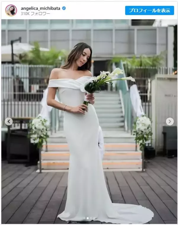 「道端アンジェリカ、美しいウエディングドレス姿　再婚1周年を報告」の画像