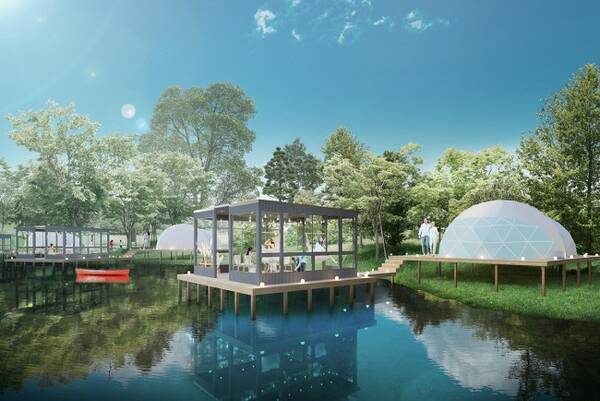 滋賀のグランピング施設に“水上テラス付きのツインドーム”誕生へ！　全3棟の贅沢空間