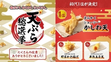 「丸亀製麺」“天ぷら総選挙2021”を発表！　初代人気No．1が決定